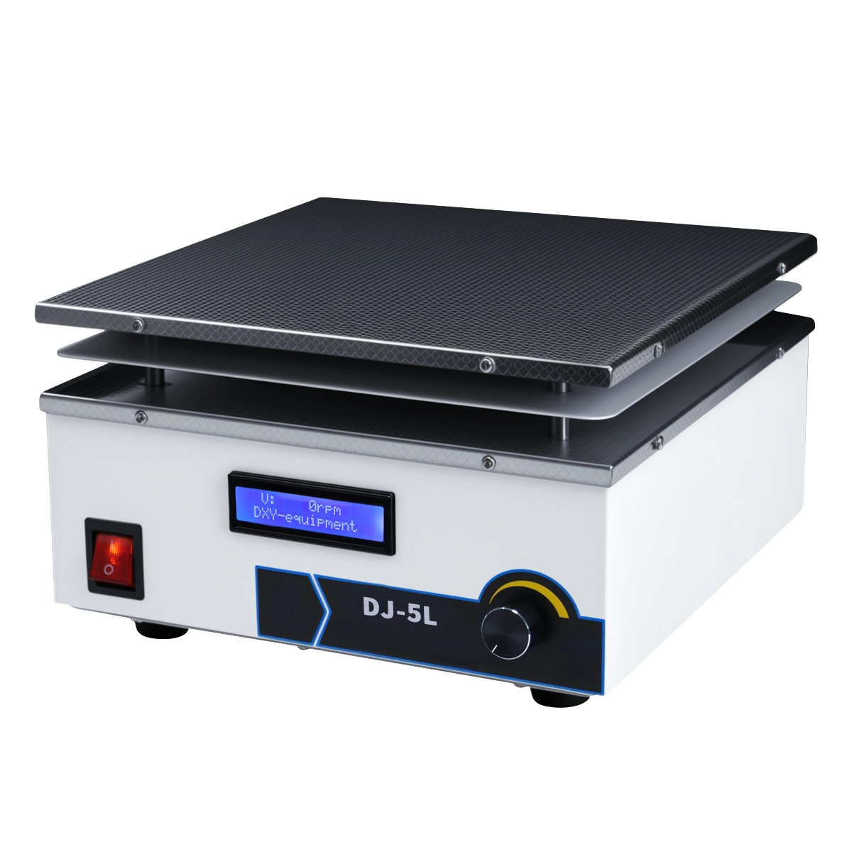 LVDALAB DJ-5L 5-liter heavy-duty magnetic stirrer featuring multi-layer heat dissipation fins and digital LCD display.