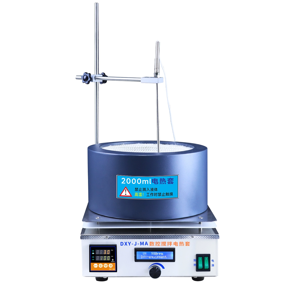 LVDALAB DXY-J-MA digital magnetic stirring mantle for 1L and 2L flasks, featuring a detachable design.