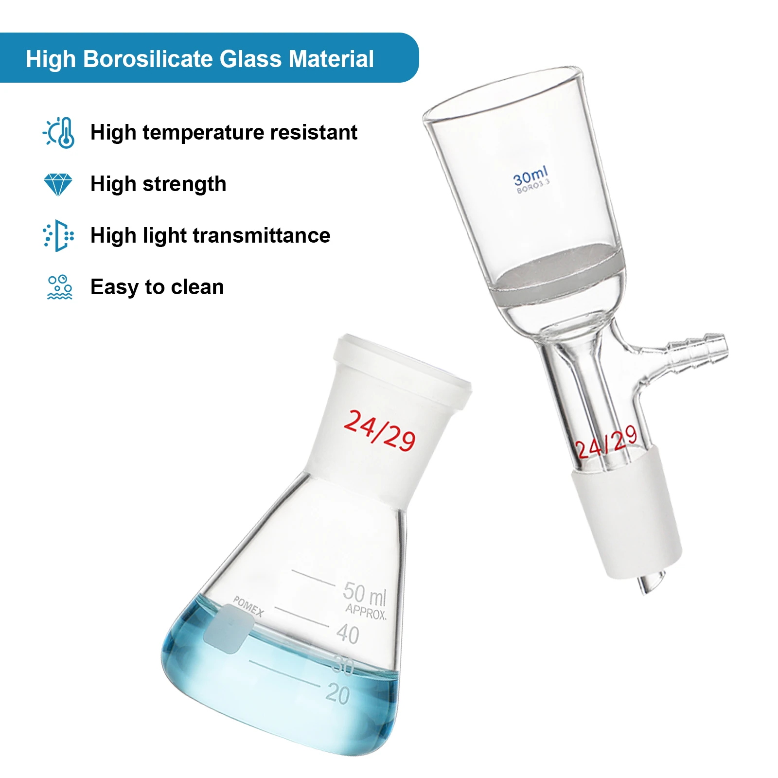 LVDALAB buchner funnel filter flask set with sand core