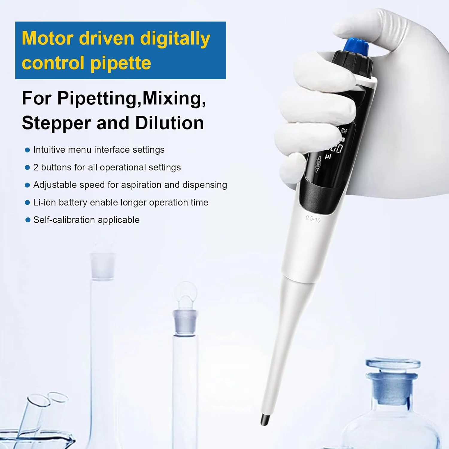 Motor driven digital control pipette for mixing and dilution