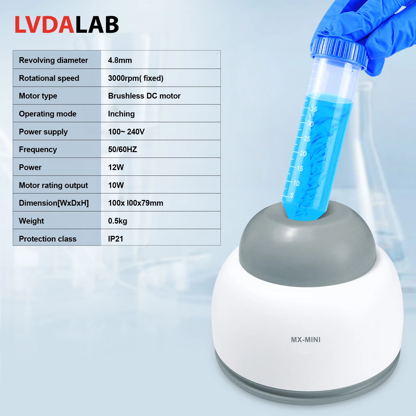 Technical specifications of LVDALAB mini magnetic stirrer