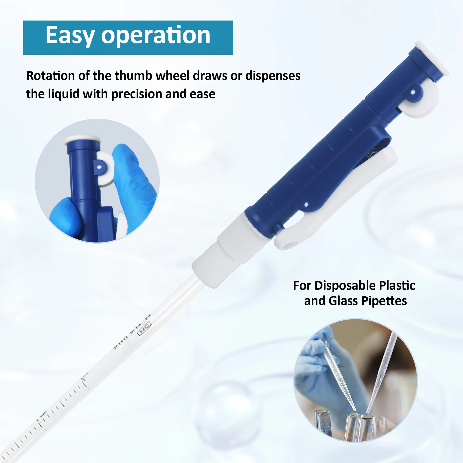 Easy operation of lab pipette pump