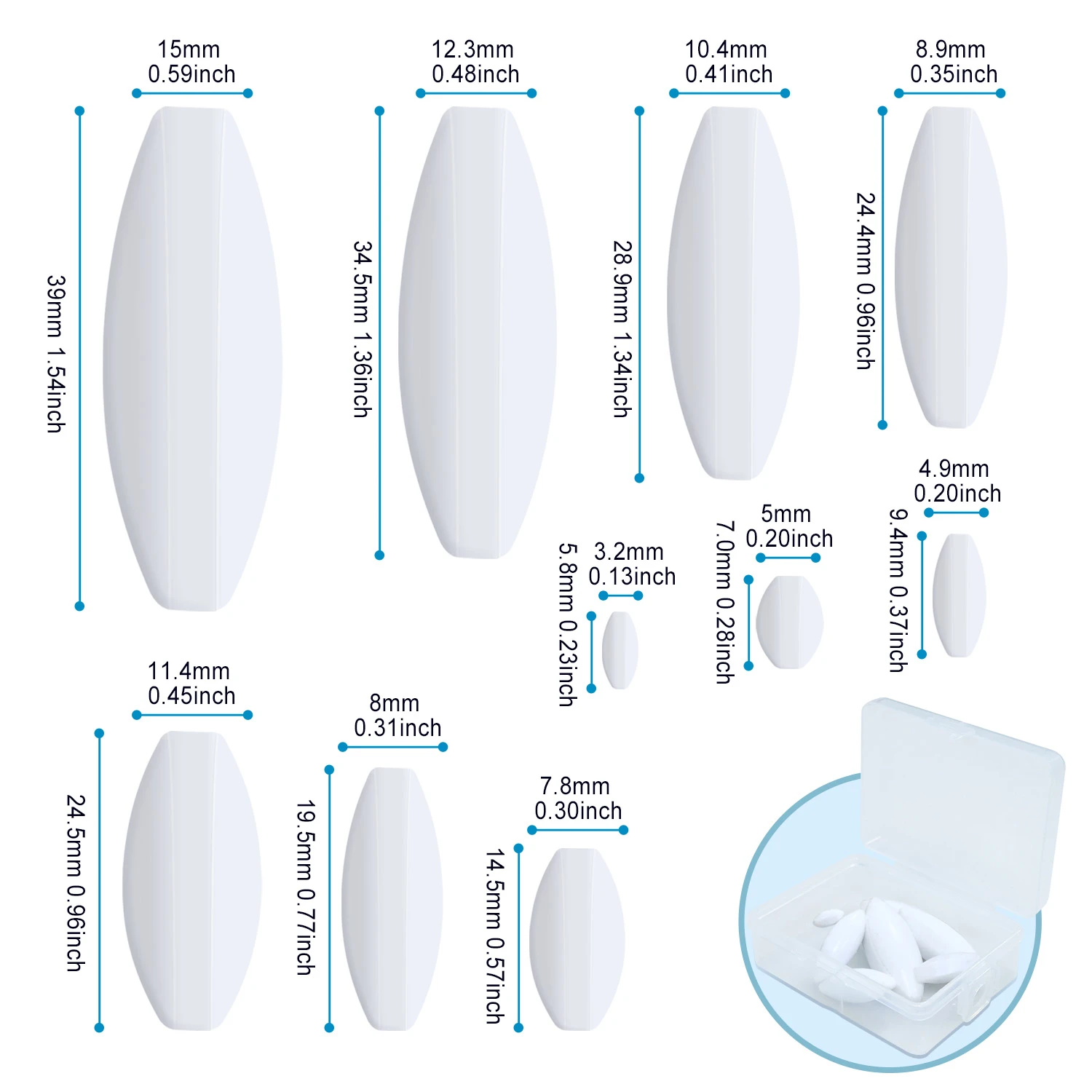 Magnetic stirrer bar dimensions and sizes set A