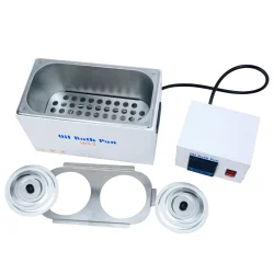 Complete kit contents for the LVDALAB HH-S/T series separated controller oil/water bath, including the main heating unit, external digital controller, support rod, clamps, and user manual.