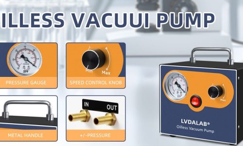 LVDALAB oilless vacuum pump features including pressure gauge and speed control knob